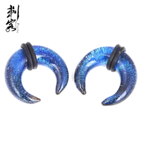 Plugs d'oreille vintage en verre vert avec 2 anneaux noirs, bijoux corporels pour mariage, fête et cadeau d'anniversaire