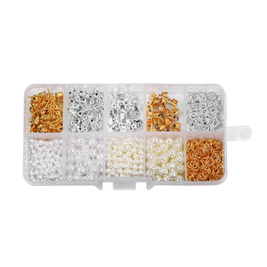 Diy Jewelry Making Kit Crystal Pearl <b>Beads</b> Connectors Clips Earring Components Mixed Shapes Plated Findings For Crafting - Product Image 3