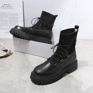 Botines de Cuero Negro de Alta Calidad para Mujer, Primavera/Otoño, con Cordones, Punta Redonda, Suela Gruesa, Cómodos y Transpirables - Product Image 4