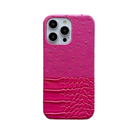 Étui de téléphone portable élégant et stylé bicolore multicolore en patchwork d'autruche et de crocodile pour iPhone