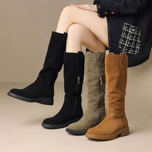 Winter Luxury Ladies Knee High <b>Boots</b> Made of Handcrafted Cowhide High Top <b>Boots</b> With Fashionable Side Zippers Knight <b>Boots</b> - Product Image 4