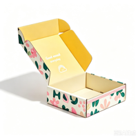 Boîte pliable en carton ondulé avec logo personnalisé, écologique, de qualité alimentaire, avec pelliculage brillant, pour gâteaux, biscuits, pain, pâtisseries, beignets, macarons
