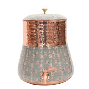 Distributeur d'eau artisanal 100 % cuivre pur - Matka martelé à motif floral avec robinet anti-fuite pour la décoration de la maison et des hôtels - Product Image 1