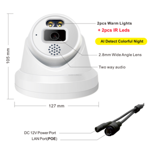 Tourelle en métal Caméra <span class=keywords><strong>IP</strong></span> double lumière Grand Angle 2.8mm 5MP 25FPS WDR Caméra réseau VCA AI Caméra avec comptage de flux de personnes NDAA - Product Image 4