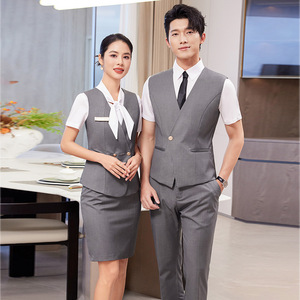 Women's Elegant Professional Vest Suit Solid Color Slim Fit For Hotel Front Desk Property Management Beauty Salon Work Uniforms - Product Image 2