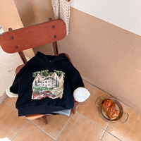 Sweat à capuche vintage pour enfants, style streetwear, 100% coton, doublure en polaire épaisse, imprimé graphique, pull rétro unisexe pour enfants