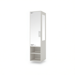 Armario de madera con espejo de cuerpo entero blanco, 62.9 pulgadas de alto, 1 puerta, 3 estantes, armario de almacenamiento de ropa para dormitorio, mueble de guardarropa - Product Image 1
