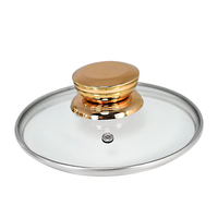 Ensemble de 6 ustensiles de cuisine en acier inoxydable, design minimaliste en verre, fond à induction, finition polie miroir, poignées dorées pour la maison et les restaurants