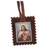 Pendentif Religieux en Gros Cœur Sacré de Jésus et Notre-Dame Scapulaire Catholique Saint Ornement Suspendu Talisman