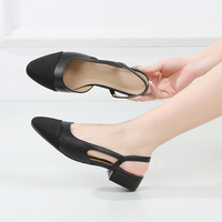 Sandales Slingback Femme Grande Taille Color Block Respirantes Légères Style Européen-Américain Bout Carré Plates Sans Talon