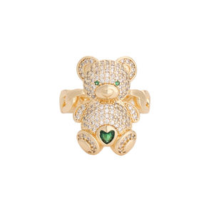 Moda oso de peluche lindo 14K chapado en oro Cubic Zirconia <span class=keywords><strong>pequeños</strong></span> pendientes para mujer Accesorios - Product Image 2