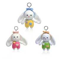 Porte-clés en coton doux et écologique en forme de lapin à oreilles tombantes, poupée en peluche personnalisée, décoration au crochet