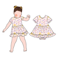 Robe-bébé à manches courtes imprimées et bords volantés, très tendance, pour un usage quotidien décontracté