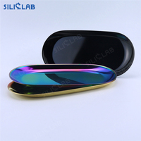 Plateau rectangulaire en acier inoxydable noir et or arc-en-ciel, plateau de rangement en métal, plateaux roulants, plateaux à tabac – Prix usine