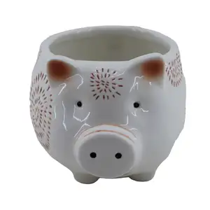 Wholesale animal cheap multi-color custom designed glazed ceramic pot pig flower pots indoor and outdoor decorations