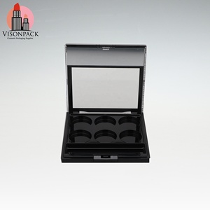 New Empty Square Eye Shadow Package 6 Colors Round Palette Plastic Material <strong>Black</strong> Eyeshadow Case with Transparent Top Logo <strong>Label</strong> - Product Image 3
