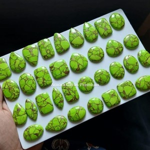 Dahlia vert Turquoise Mohave Cabochon pierre précieuse en vrac pour la fabrication de bijoux pierre lisse naturelle idéale pour les bagues - Product Image 4