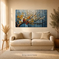 SEQIAO Peinture abstraite de paysage faite à la main avec feuille d'or, arbre sur toile huilée encadrée 40x60cm, décoration murale intérieure, cadeau