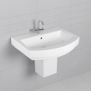 Modern Half Pedestal Ceramic Wash Basin Oval Lavabo Sink Stand For Hotel Use - Product Image 5