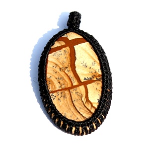 Bohème image jaspe macramé cordon Wrap ovale Cabochon Piedras Naturales cristal pierre de guérison pendentif mode pendentifs breloques - Product Image 1