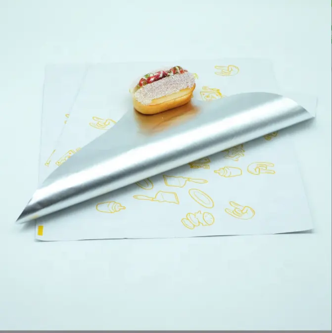 Fett dichtes, individuell bedrucktes Aluminium folien papier für Sandwich Burger Fast Food Wrap mit Ihrem eigenen Logo