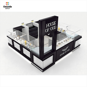 Refined Wood & Gold Perfume Display Cabinets | Custom Kiosks with Full Store Design Solutions for Malls & Retailers - Product Image 1