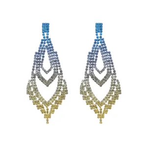 Moda Jóias Rhinestone Neon Nightfall Neon-colorido Água Diamante Brincos Elegante Gemstone Ear Jackets