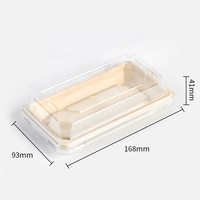 Plateau à sushi dessert à la bagasse de canne à sucre sans Pfas personnalisé contenants à sushi biodégradables jetables à emporter avec couvercle en plastique