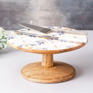 Support à gâteau décoratif en bois fait main et écologique pour présentation de desserts de mariage, utilisation domestique et culinaire, compatible lave-vaisselle - Product Image 5