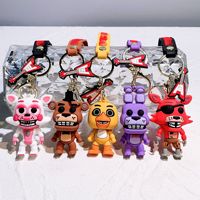 Vente en gros de porte-clés Five Nights at Freddy's, porte-clés en PVC, caoutchouc, silicone, dessin animé 3D, anime, pendentif pour sac à dos, porte-clés de voiture, cadeau