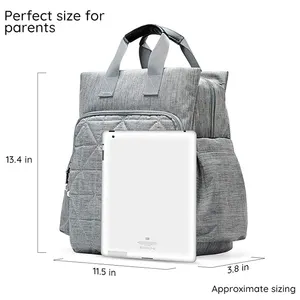 حقيبة ظهر للأم مخصصة للأطفال مجموعة من 5 قطع حقيبة من القماش لحفاضات الأطفال سعة كبيرة حقيبة ظهر للأم