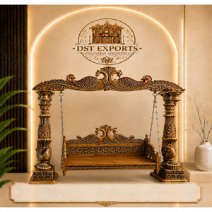Ensemble de balançoires intérieures en bois style Rajwadi pour la décoration de la maison, balançoire en bois style Maharaja exclusive, balançoire style Mayur pour la décoration de la maison, USA - Product Image 1