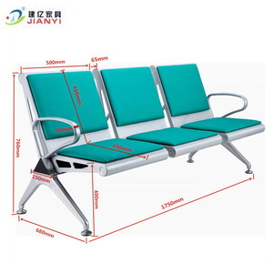Sillas de Espera Jian Yi Furniture, Tres Asientos, Estructura Metálica con Cojín, Banco para Hospital, Aeropuerto, Estación, Uso Comercial - Product Image 3