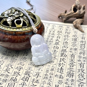 Jadeite birmane naturelle de qualité A, jadeite glacée, pendentif Guanyin Bodhisattva exquis, élégant et charmant, unisexe - Product Image 3