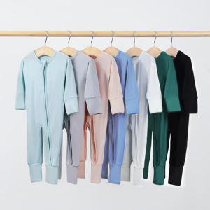 Setelan tidur PJS satu potong untuk bayi, pakaian tidur kustom polos bambu organik bahan Viscose untuk bayi baru lahir, piyama, baju monyet bayi - Product Image 6