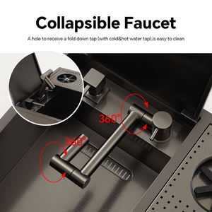 HOMFUL Boat RV PVD lavabo a mano rubinetto piegato per Caravan lavello in acciaio inox a nido d'ape pannello RV lavello - Product Image 4