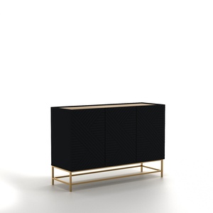 Modern CNC Pattern Sideboard <b>Cabinet</b> with <b>Grey</b> Sonoma Oak Membrane Finish - Product Image 2