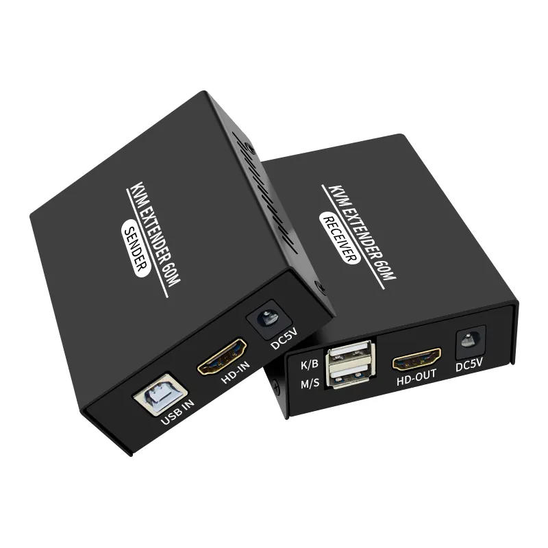 HDMI 60M KVM USB 1080p Extender with POE power Over cat6 cat5e Ethernetcable for Mouse and Keyboard