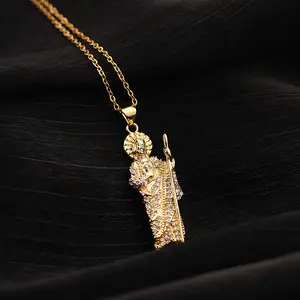 Venta al por mayor religiosa latón collar cobre joyería 18K oro San Judas colgante personalizado collar muerte colgante