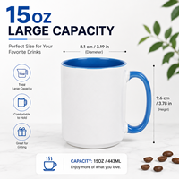 Taza de Cerámica para Sublimación de 15 oz, Taza de Café Personalizable con Logotipo, Borde y Asa de Color, Venta al Por Mayor, Regalo Promocional, Suministro de Fábrica OEM