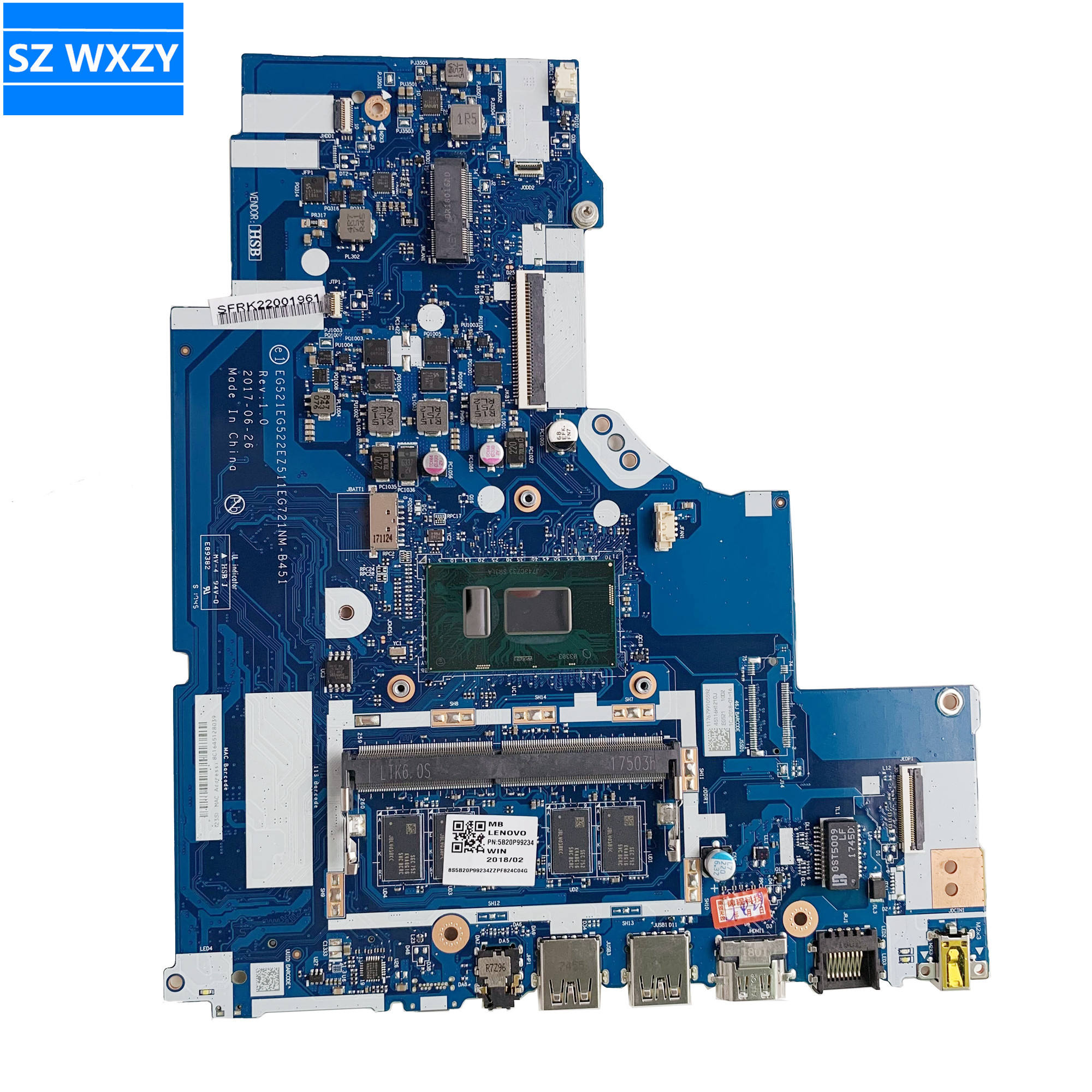 For Lenovo Ideapad 330-15IKB 330-17IKB Laptop Motherboard NM-B451 Main  Board With SR3LA I5-8250U CPU RAM-4GB 100% Fully Tested