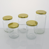 Pot en verre rond de 1000 ml, 1 litre, 32 oz, 1 L, pot de conservation en verre pour la mise en conserve des aliments, pot pour cornichons, ghee, confiture, miel, avec couvercle en métal