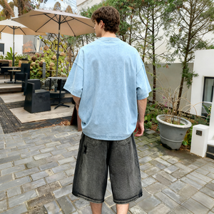 TKAN498 Wholesale <b>High</b> Quality 100% Cotton Blank Acid Washed 260Gsm Heavyweight Drop shoulder T-shirts Custom Logo <b>Mens</b> <b>TShirt</b> - Product Image 4