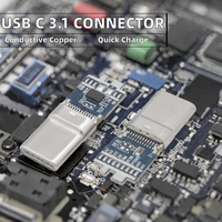 Connecteur mâle USB Type C, charge rapide, nickelé, 14 broches, 5A nominal, 220V, borne à vis