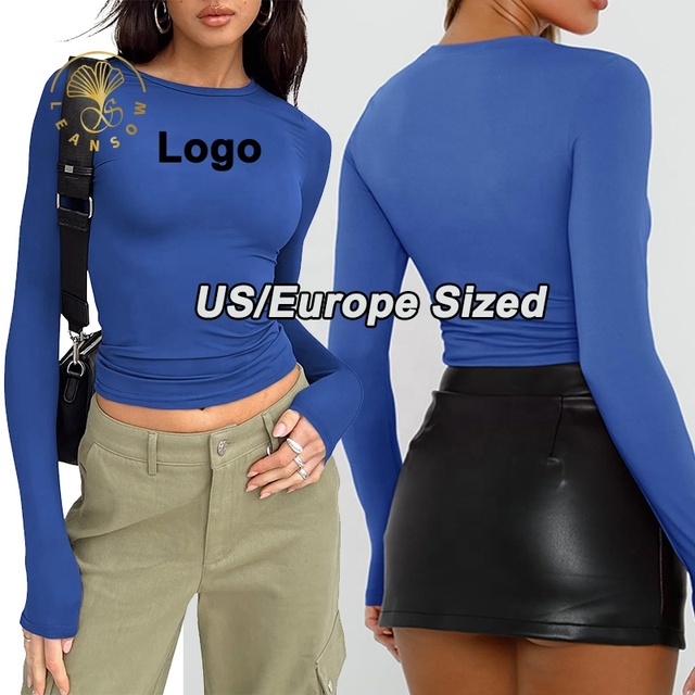 Wholesale Running Sportswear Cropped Athletic Plain Yoga Top Women Casual Compression Gym Clothes Athletic Long Sleeve Shirt