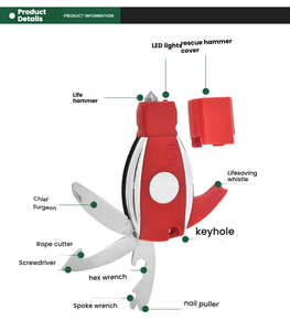 Porte-clés multi-outils d'extérieur, marteau de survie portable, outil de camping léger, sifflet portable, couteau pliant - Product Image 6