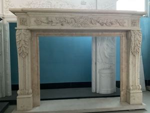 Customized Marble <b>Fireplace</b> Modern Hand Carved Luxury Galala Beige / Galala Marble <b>Fireplace</b> Mantel Marble <b>Fireplace</b> Surround - Product Image 3