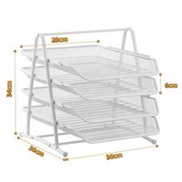 Organisateur de lettres à 4 niveaux pour le bureau, l'école et la maison, compartiments de rangement en métal, plateau à documents de bureau, organiseur de tiroirs en maille A4