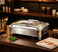 Conception de logo personnalisé économique en acier inoxydable grand ensemble de chauffe-plats buffet avec plats en verre