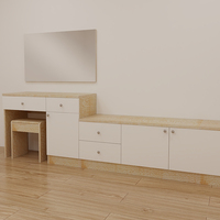 Coiffeuse moderne en bois avec miroir, 4 tiroirs et panneaux décoratifs pour chambre de fille, montage facile